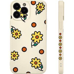 iPhone 13 Pro Max Case,Cute Vintage Yellow Flowers Pattern Design (Red‎ Dots)